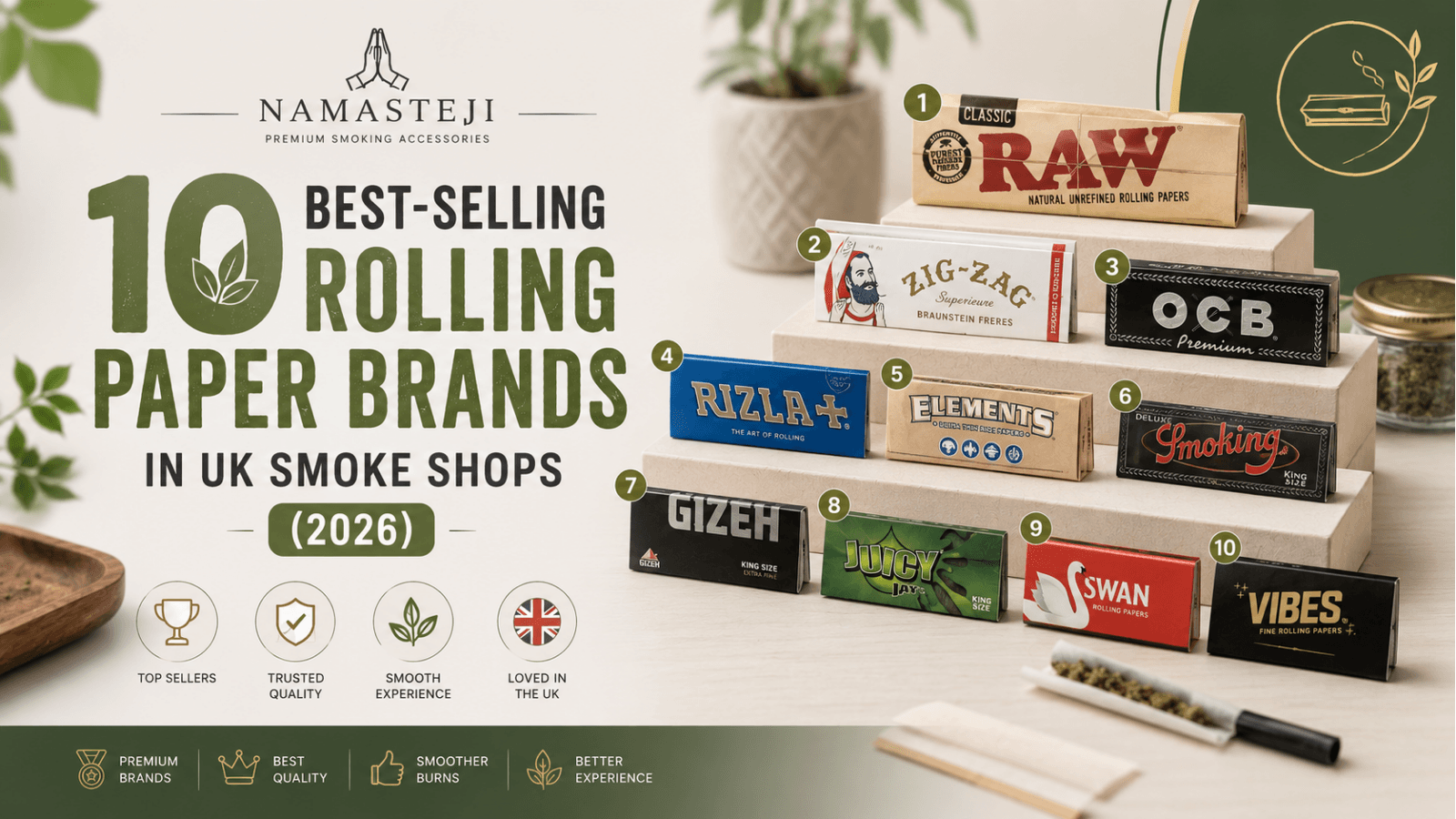 10 Best-Selling Rolling Paper Brands in UK Smoke Shops (2026) | Namasteji