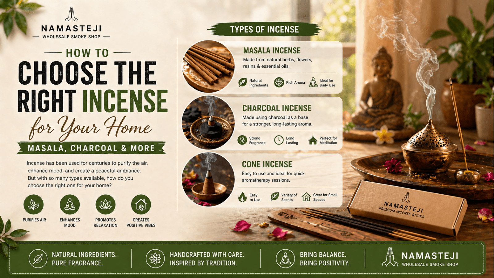 How to Choose the Right Incense for Your Home: Masala, Charcoal & More | Namasteji