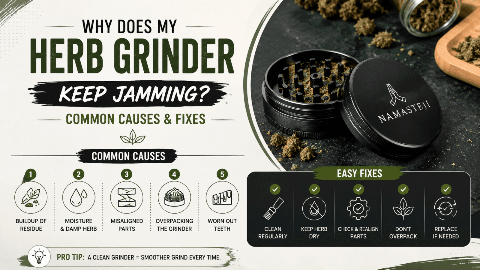 Why Does My Herb Grinder Keep Jamming? Common Causes & Fixes | Namasteji